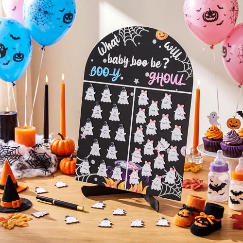 Halloween Ghost Gender Reveal Voting Board Set - AceOrbit 63 Pcs Party Decorations