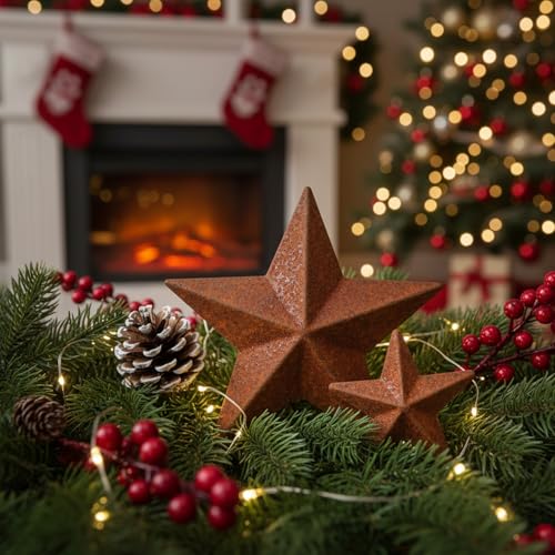 Mini Rusty Metal Barn Stars for Crafts & Decor - 40 Pieces, 2 Sizes