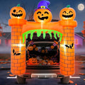 Halloween Inflatable Pumpkin Castle Car Decorations Kit - 6 FT with LED Lights
