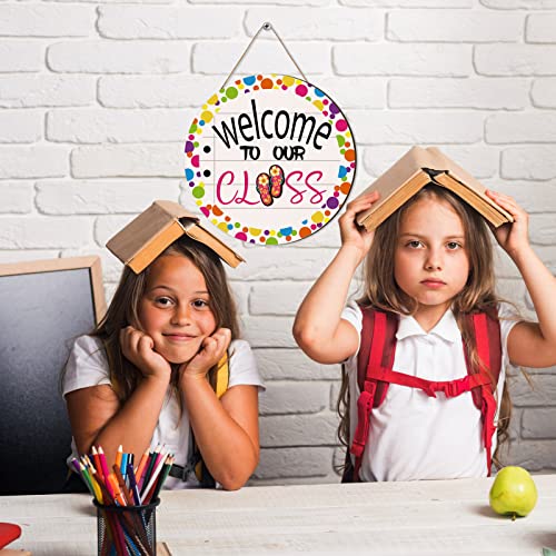 Interchangeable Classroom Welcome Sign with 13 Seasonal Icons - Vintage 14 Variation