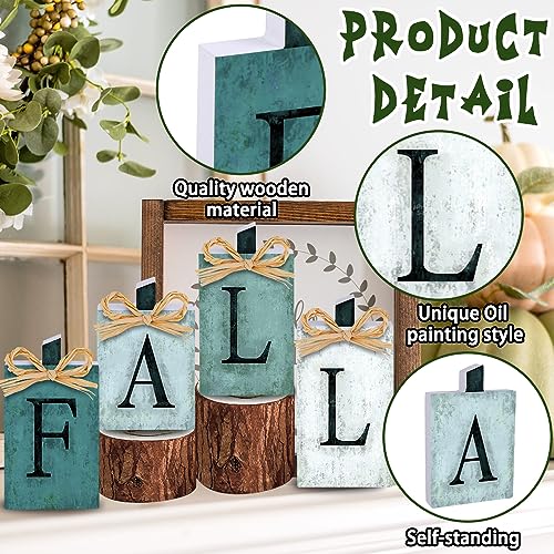Fall Pumpkin Wooden Signs Set - Blue Autumn Harvest Decor for Thanksgiving & Home