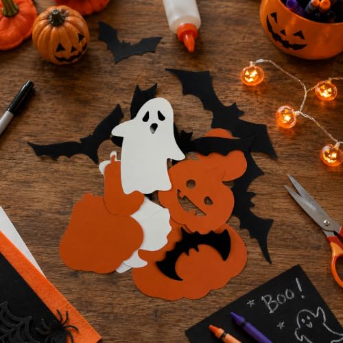 Halloween Paper Cutouts Set - 228PCS Spooky Shapes for Kids, Classroom & Party Decor - Orange Black White