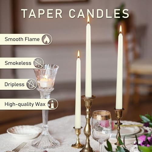 10-Inch Ivory Taper Candles - 50 Pack Dripless Unscented Dinner Candles Variation of THIS listing