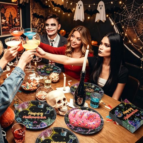 Halloween Paper Plates and Napkins Party Supplies Set - Serves 60