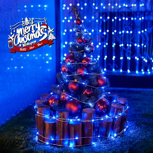 Blue LED Christmas Fairy Lights 8 Pack 50 Bulbs Battery Operated Indoor Outdoor