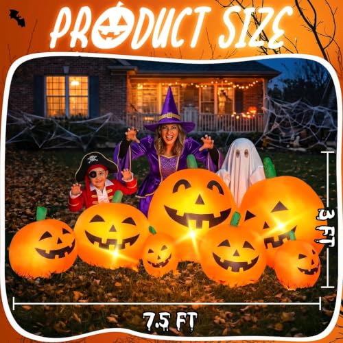 OZMI 7.5ft Halloween Inflatable Pumpkins Family Yard Decor Outdoor
