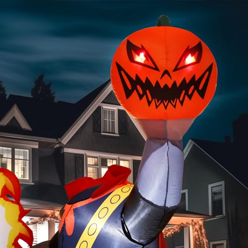 Halloween Inflatable Headless Horseman Yard Decor with LED Lights - 9 Ft