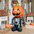 4FT Halloween Inflatable Skull Skeleton with Pumpkin Lighted Yard Decor