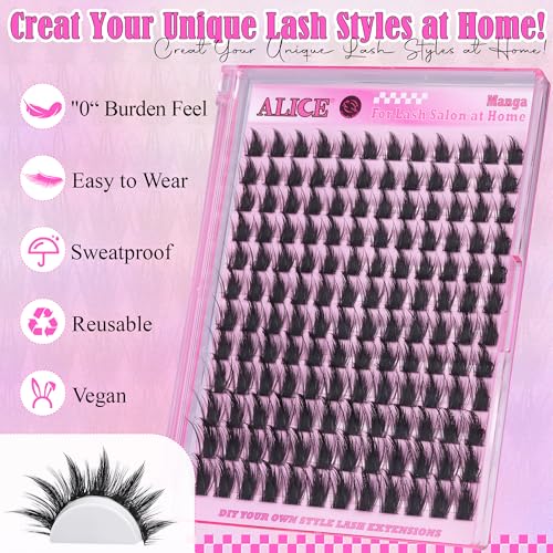X42-Manga Wispy Eyelash Clusters for Anime Look - Natural & Spiky 144pcs