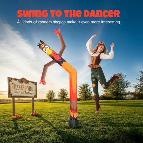 6ft Pumpkin Turkey Inflatable Tube Dancing Man with Blower - Thanksgiving Day Decoration
