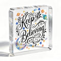 Space Inspired 1502 Inspirational Quotes Desk Decor - Clear Acrylic Sign for Office & Home, Positive Affirmations, 4x4 Inch