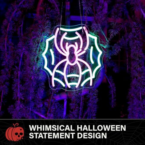 Halloween Wall Decoration LED Spider with Web Neon Light - Indoor Outdoor Decor