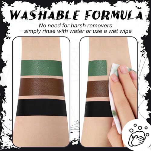 BOBISUKA Green Face Paint Stick - Full Coverage Washable SFX Makeup for Halloween & Cosplay