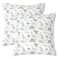 Kids Dinosaur Pillow Cover White 18x18 Inches Pack of 2 - Watercolor Jungle Animals