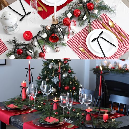 Christmas Velvet Bow Set - Black, 24 Pcs Small Holiday Wreath & Gift Wrap Decorations