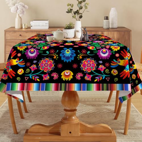 Hexagram Mexican Stripe Tablecloth 52x70 Inch Rectangular - Colorful Home Decor