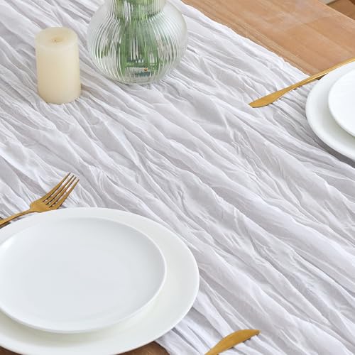 12 Pack Ivory White Cheesecloth Table Runner 10FT Fall Boho Wedding Decor