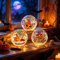 Halloween Crackle Glass Pumpkin LED Globe Lights - Battery Operated, 6H Timer, Orange Pumpkin Variation