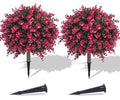 Artificial Topiary Trees Outdoor Faux Bushes Set of 2 - 22in Red Variation