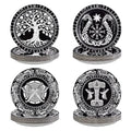 Viking Theme Paper Plates 9-Inch Black & White Set with Tree of Life - Variation of Viking Warrior Theme Round Plates