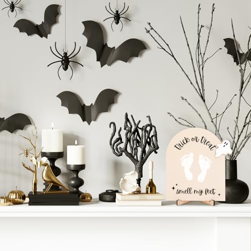 Baby's First Halloween Footprint Sign Wooden Keepsake Decor Ghost Trick or Treat