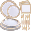 Greek Mythology Party Supplies Set - Gold Theme for 24 Guests, Includes Plates, Napkins, Cutlery, Variations Available