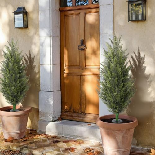 Artificial Topiary Trees Set 3.6FT Outdoor UV Resistant Shrubs - Green / 2