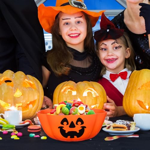 Halloween Pumpkin Lantern Fruit Bowl - Orange Decorative Salad Dish