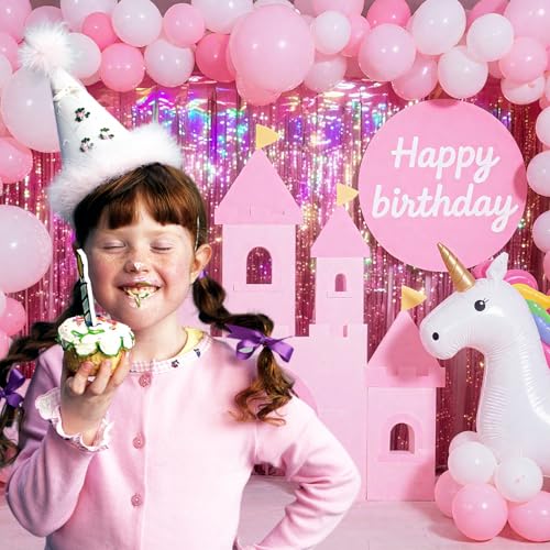 Pink Fringe Backdrop Set - 2 Pack 78.7"L x 39.4"W Party Decorations for Birthdays & Events