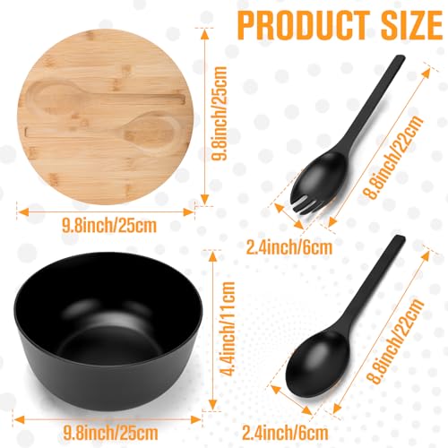 Large Bamboo Fiber Salad Bowl with Lid & Utensils - Eco-Friendly Kitchen Serving Set