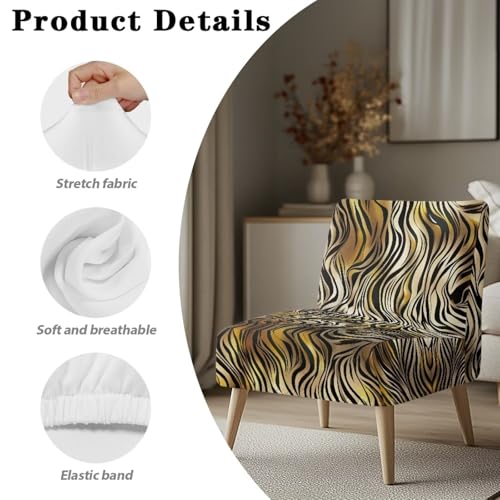 Stretch Armless Tiger Print Slipper Chair Slipcover - Removable Furniture Protector