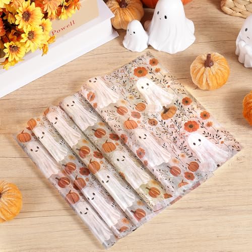 150 Sheets Boho Ghost Wax Paper for Food Wrapping Halloween Party Supplies
