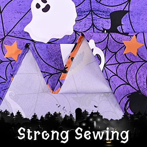 Halloween Tablecloth with Spider Web and Pumpkin Pattern - Waterproof, Spillproof, Rectangular 84x60 inches - Purple