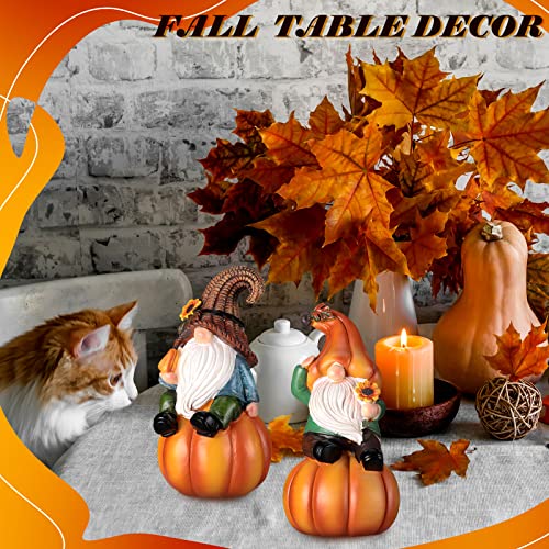 Fall Gnome Figurines Set - Pumpkin Decor for Thanksgiving & Halloween