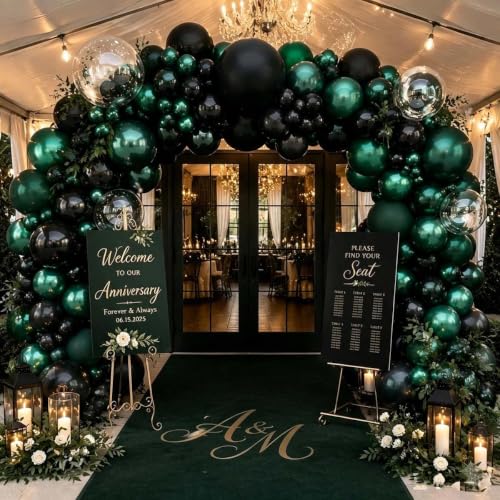 Black Green Balloon Garland Dark Emerald & Matte Black Balloons - Variation of THIS Listing: Bobo