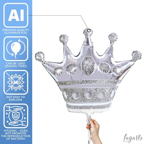 Silver Crown Balloon Set - 3 Extra Large Foil Party Decorations