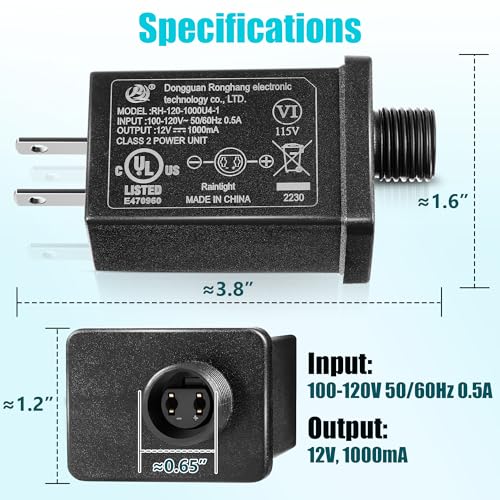 4 Pack 12V 1A Replacement Inflatable Yard Power Adapter - Class 2 Waterproof