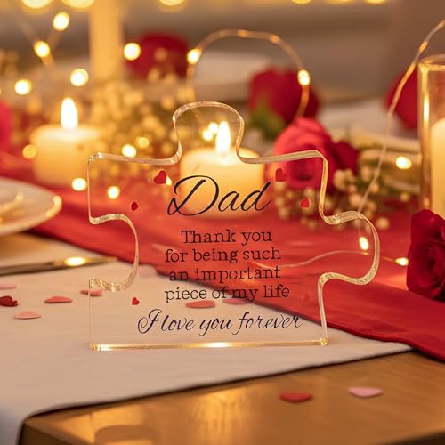 Personalized Dad Puzzle Keepsake Gift - Acrylic Heartfelt Dad Appreciation Gift for Father's Day or Birthday