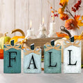 Fall Pumpkin Wooden Signs Set - Blue Autumn Harvest Decor for Thanksgiving & Home