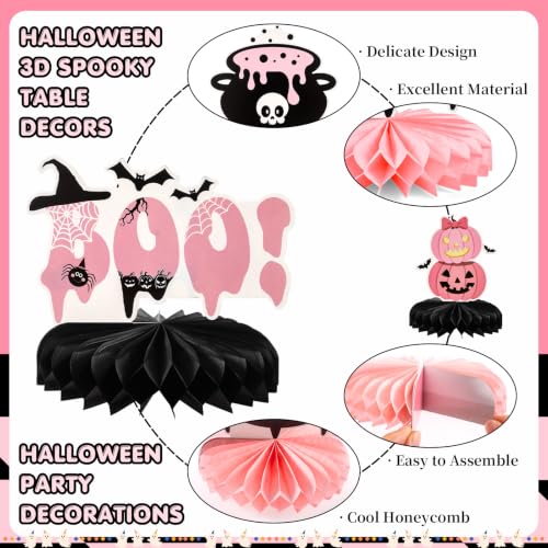 Pink & Black Halloween Trick or Treat Table Centerpieces - Spooky Party Decor