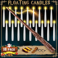 White Floating Candles with Wand - Christmas Flameless LED Hanging Candle Set