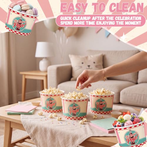 Disposable Ice Cream Bowls 16oz Pack of 60 - She's Ready to Pop Design