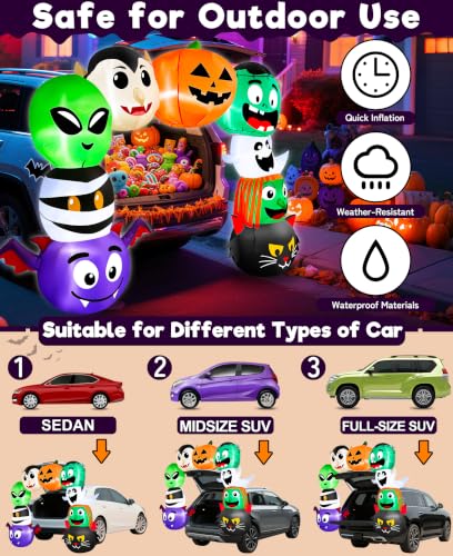 6 Ft Halloween Inflatable Car Decorations with LED Lights for Trunk or Treat