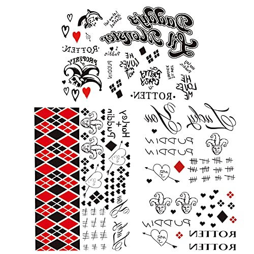 Women Kids Halloween Fake Tattoos - 3 Small Sheets Water-Resistant Temporary Body Stickers