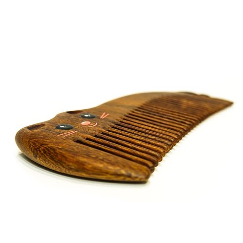 TAN MUJIANG Anti-Static Wood Shaped Kitty Cat Comb