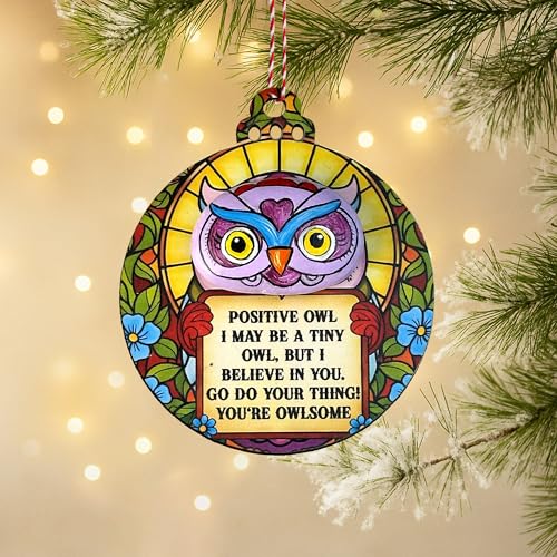 Positive Owl Encouragement Ornament - Mini Halloween Tree Decoration - Owl Variation