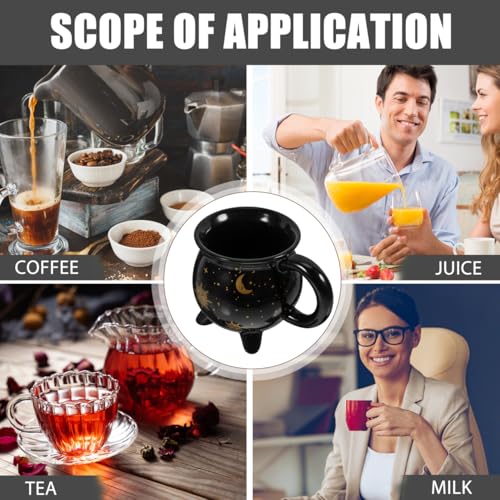Halloween Cauldron Mug Ceramic Witch Cauldron Cup - Black 1