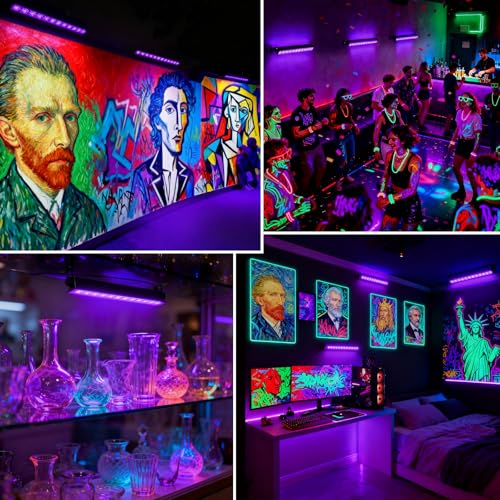 CREATESTAR 2 Pack Purple LED Black Light Bar 45W Waterproof for Glow Parties