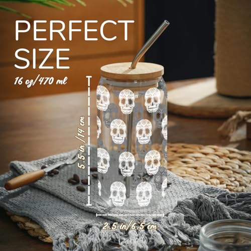 16oz Color Changing Glass with Skull Design - Unique Iced Beverage Tumbler