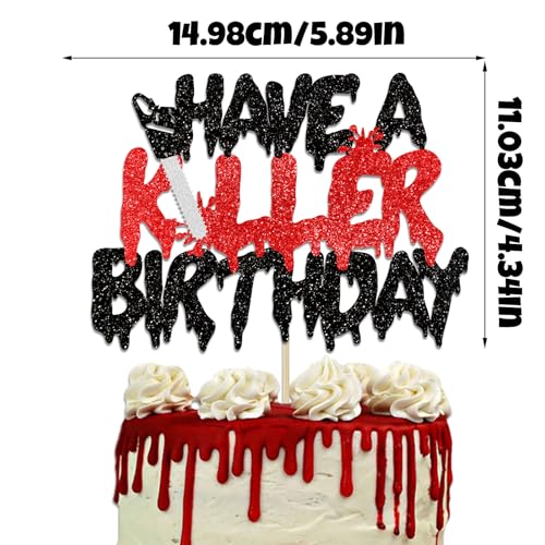 Halloween Blood Knife Cake Topper & Cupcake Picks Set - Spooky Horror Party Decorations